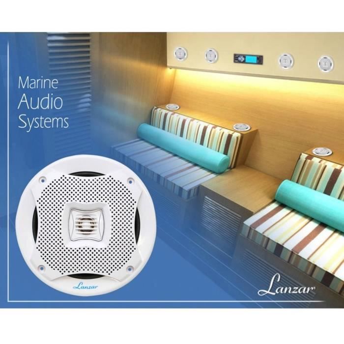 Enceinte Bateau 2 Enceintes LANZAR AQ6CXW 2 Voies Blanches 200 Watts Rms 400 Watts Max 19,5 Cm 6,5 Mer Piscine Bateau Restaurant étanche, La Paire - Auto Enceintes étanches