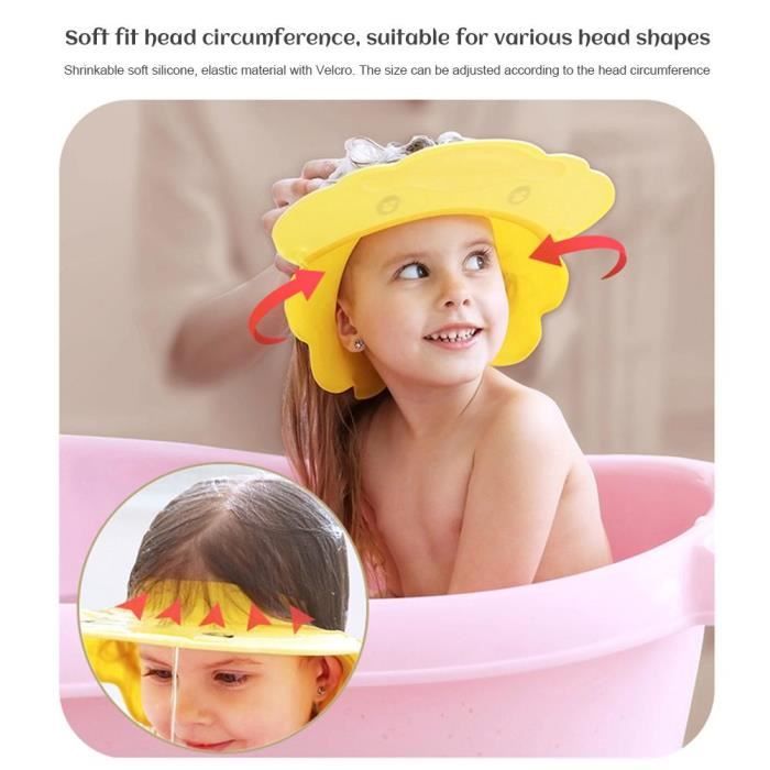 YOSOO chapeau de bain de protection des oreilles Chapeau de bain réglable  pour douche de bébé, shampoing, lavage des parfum bain