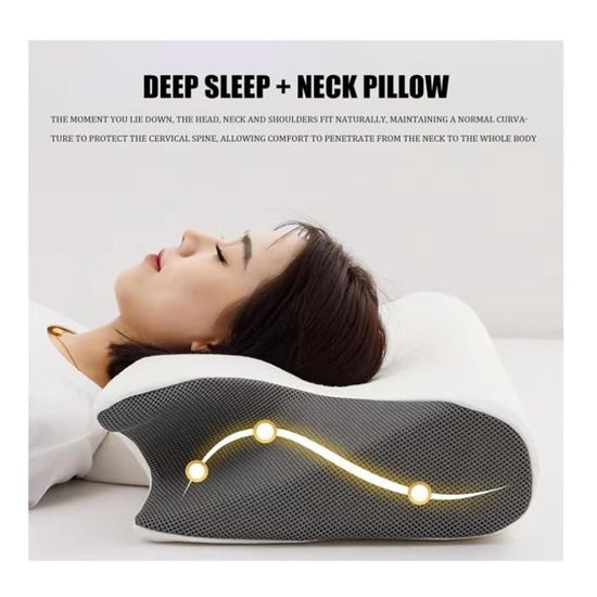 Oreiller Papillon Mémoire De Forme Ergonomique - Cervicales Dos Nuque - Housse Aloe Vera Lavable