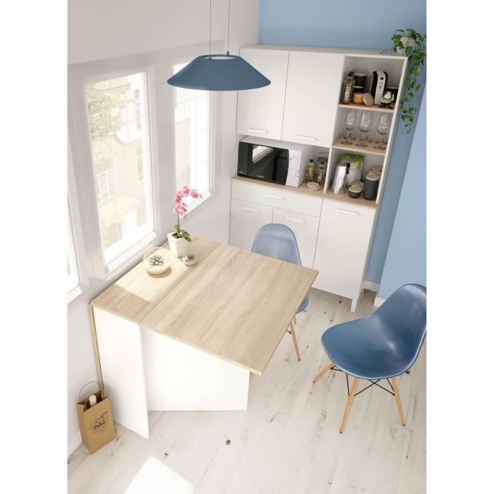 Module De Cuisine Kira Blanc Brillant Et Chêne Canadien – 60 X 90 X 60 Cm – Avec Emplacement Pour Four Standard – Design Moderne