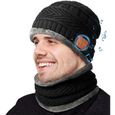 Cadeau Homme Bonnet Bluetooth avec écharpe, Idee Cadeau Original de Noel papa,Collègue, Chapeau Chauffant Adulte avec Ecouteur-0