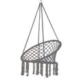 SALALIS Chaise pivotante Chaise hamac macramé balançoire maille tricotée chaise suspendue pour terrasse balcon meuble chaise Gris-0