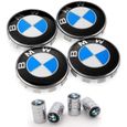 Lot de 4 centre de roue cache moyeu Remplacement pour BMW 68mm avec Valve Caps Bleu et Blanc-0