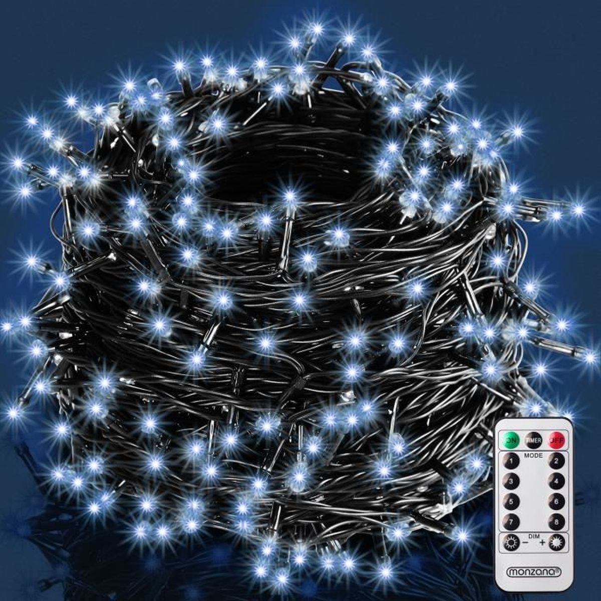 Guirlande Stalactite 6m H40cm 200 Led Blanc Froid Effet Chute De Neige 230v Cable Blanc Ip67 Lotti