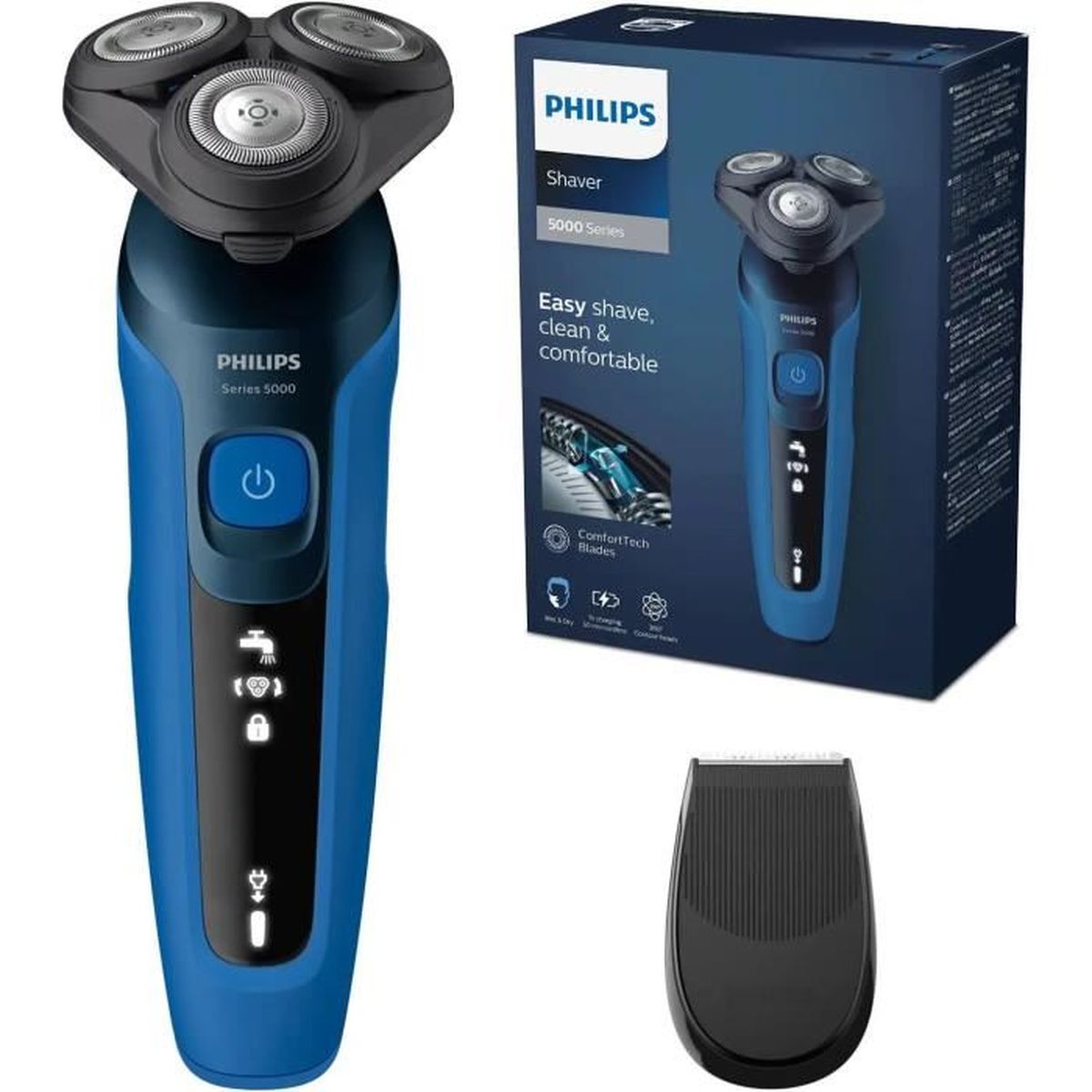 Rasoir Philips Series 5000, rasoir électrique 100 étanche, lames ComfortTech à 360°, têtes de