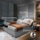 TRADA Lit adulte ADÈLE - ensemble matelas+sommier relaxation électrique - 160x200 cm - velours gris clair
