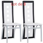 BRAND Lot de 8 Chaises Salle à Manger Cuisine Blanc/Noir - LUXS - Structure en métal - Revêtement en simili