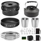 DIERCOSY Camping Cookware Kit Kit Poche Bouilloire Définir des produits en acier inoxydable pour la cuisine extérieure et le pique-nique noir
