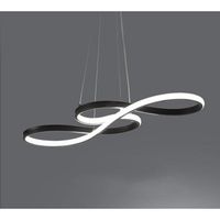 Lustre - suspension LED Courbé Noir dimming avec télécommande Lustre Led Pendentif en acrylique Lampe moderne 58W