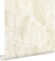 ESTAhome papier peint feuilles dessinées blanc et or - 0,53 x 10,05 m - 139125