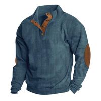 Pulls Pour Homme Outdoor Sweats Côtelé Casual Stand Neck Long Sleeve Sweat-shirt Pour Automne Hiver ,Bleu,L