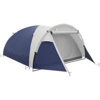 Tente de camping 3-4 pers.  - 2 portes - dim. 3,2L x 2,4l x 1,3H m - sac transport inclus - bleu gris 320x240x130cm Bleu