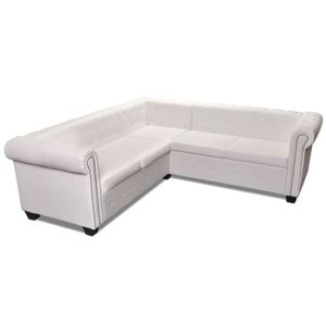 CANAPÉ FIXE Canape d angle chesterfield 5 places cuir artifici
