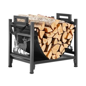 Rangement à Bois En Acier Noir 125x60x25 Cm - Rack Pour Bois De Chauffage - BC ELEC