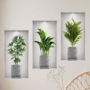 Stickers muraux plantes décoratives style aquarelle gris