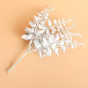 FLEUR ARTIFICIELLE eucalyptus - Fleurs blanches artificielles DIY Scrapbooking, 6 pièces, petit Bouquet de fougères, fausses pla