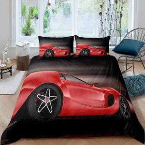 Generic Parure de lit Cars - Housse de couette de 135 x 200 cm - Taie  d'oreiller de 80 x 80 cm - Motif véhicule pour enfant (A5, 200 x 200 cm +  80 x