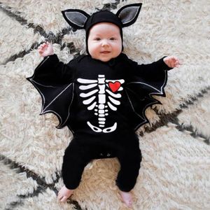 DÉGUISEMENT - PANOPLIE Deguisement Halloween Sasaquoy Costume de chauve-souris squelette de Cosplay pour bébé, Costume Onesie + chapeau Black