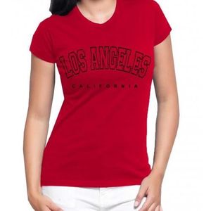 T-SHIRT Tee shirt manches courtes femme Los Angeles rouge 
