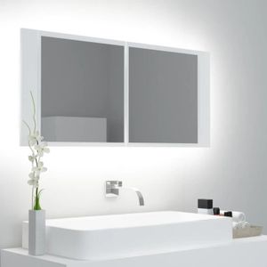 COLONNE - ARMOIRE SDB Pwshymi-Armoire salle de bain à miroir LED Blanc 100x12x45 cm Acrylique