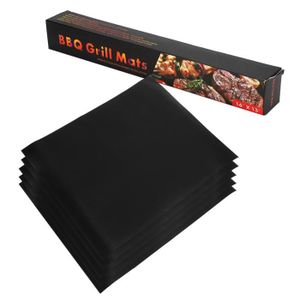 USTENSILE Tapis de barbecue réutilisable en PTFE et fibre de verre - VGEBY - Lot de 5 - Noir