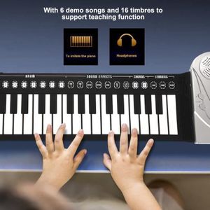 PIANO Persist-Piano jouet Clavier électronique portable à 49 touches enroulant le piano à la main pour les enfants débutants argent