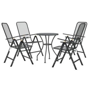 Ensemble table et chaise de jardin Mobilier à dîner de jardin 5 pcs Maille Métal Anthracite 