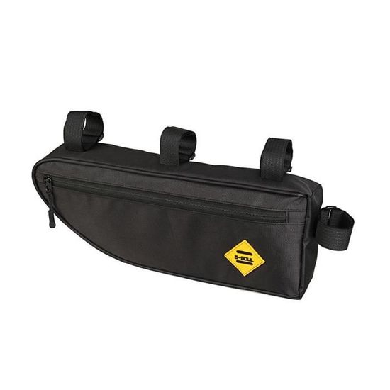 Sacoche De Cadre De Vélo – Polyester Résistant – 2 Poches Zippées – Fixation Stable Par 4 Sangles – Pour VTT, Vélo De Route, Balades