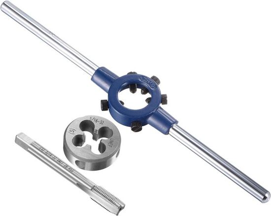 Aceteel Lot De Tarauds Et Filières UNF N°10-32, 10 Tarauds Filetés UNF à Droite Pour Machine HSS Et 10 Filières Rondes En Acier à Outils UNF 32 UNF