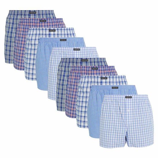 Lot De 10 Boxers Homme Lower East – 100% Coton Respirant, Ceinture Élastique Confort, Motifs & Unis