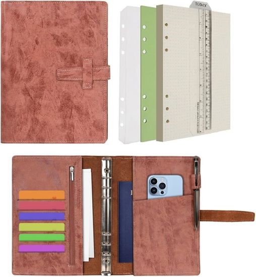 Classeur A5 à Couverture Fleurie Brodée – Rechargeable, 6 Anneaux | Planificateur, Journal, Album Photo