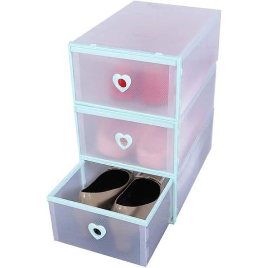 Boîte à Chaussures Transparente Pliable - 3 étages Empilables - Pour Jusqu'à Taille 46 - Rangement Placard Gain De Place - 7