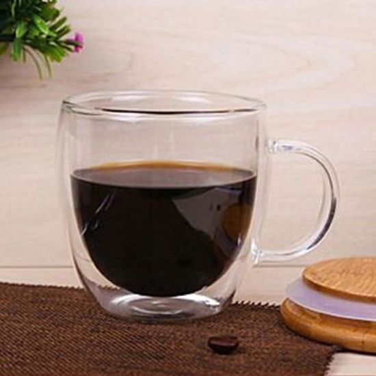 Café,Tasse Double paroi résistante à la chaleur,1-2-4 pièces,transparente,faite à la main,pour boire du thé ou du - Type 1Pcs 250ml