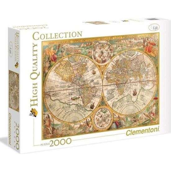 Puzzle Carte Ancienne - Clementoni - 2000 Pièces - Voyage et Cartes - Adulte