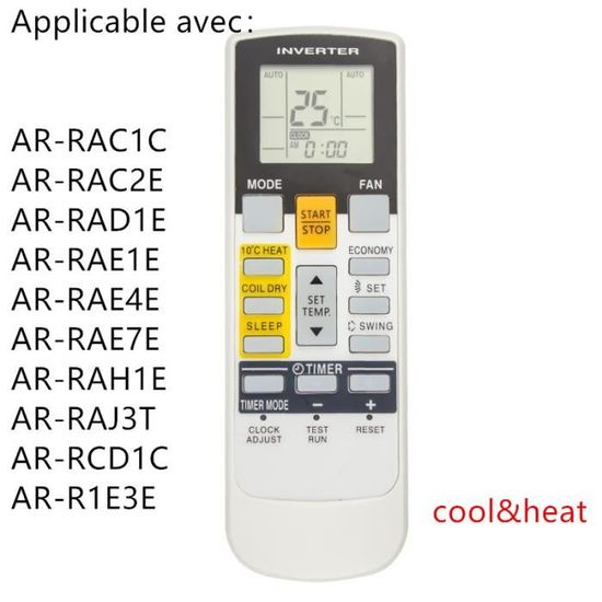 Télécommande Originale AR-RAL1E Pour Climatiseur Inverter Compatible AR-RAE7E AR-RAE1E