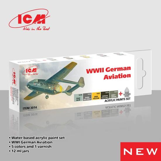 ICM 3046 Acrylic Paint Set Für Luftwaffe Piloten - 6 X 12 Ml Farben, Modellbau