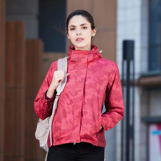 Veste homme femme sport de montagne 3 en 1 camouflage couples 2 pieces hardshell randonnee impermeable hiver chaudes coupe vent Rouge femme Cdiscount Pret a Porter