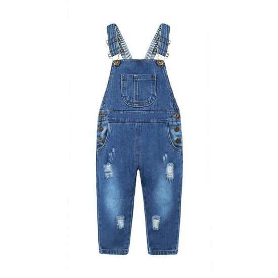 KIDSCOOL SPACE Salopette En Jean Déchiré Mignon Pour Bébé Garçon Fille 3T