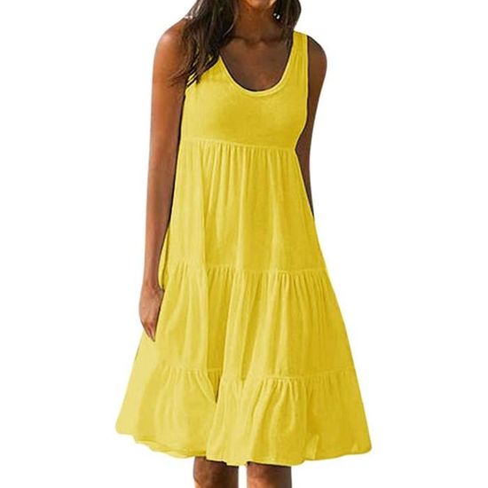 Robe Femme Dos Nu Sans Manches, Bretelles Fines, Tissu Fluide – Idéale été, Plage, Soirée, Style élégant Décontracté
