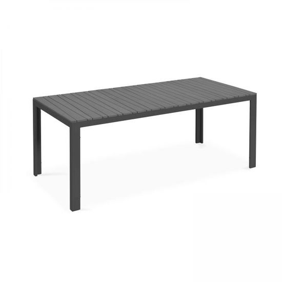 Table de jardin rectangulaire OVIALA - Aluminium - Gris - 190 x 90 x 74 cm