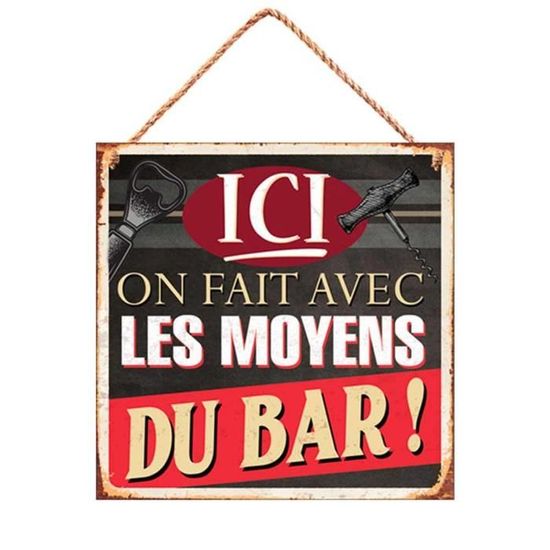 Plaque Déco Humour Mojito - Métal Et Bois, Citation Bar Et Alcool, Déco Murale Bistrot