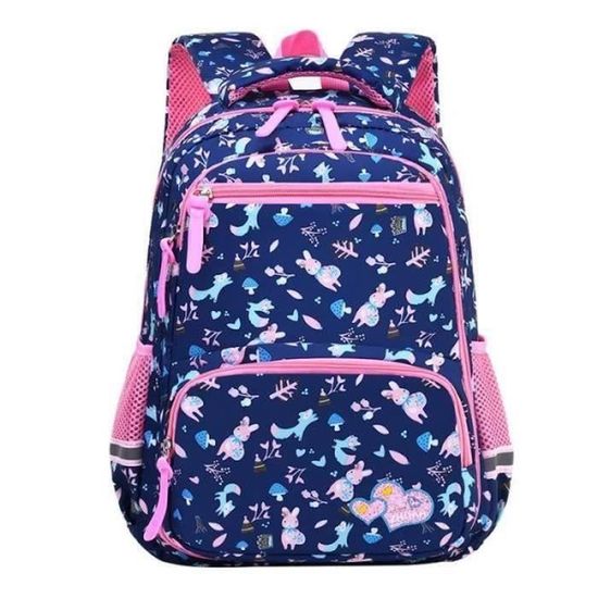 Sac à Dos Enfant 40,6 Cm - Bleu Violet à Bords Dorés, Grande Capacité