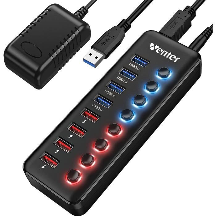 GORIFEI® Hub USB 3.0 Multiprise, Multi 4 Ports USB Multiple Ultra Fin avec  Voyants de Commutateurs - Cdiscount Informatique