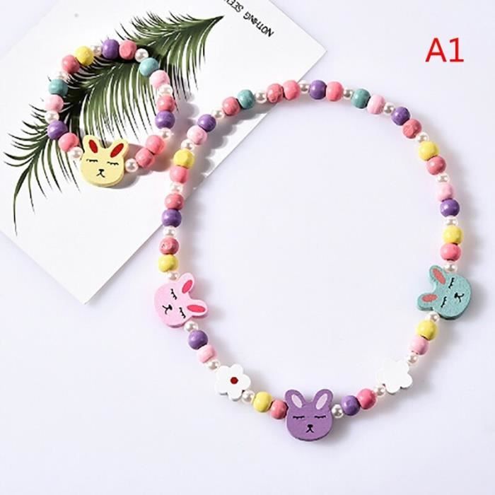 3 pièces Bracelet de perles en bois de dessin animé Animal coloré