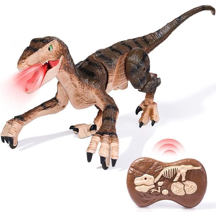 Jouet dinosaure télécommandé pour Enfant,avec lumière LED,Manette de Contrôle,Mouvements Réalistes & Sons d’Ambiance - jaune