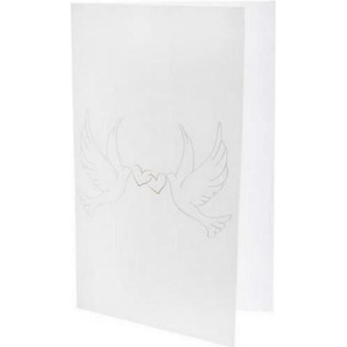 Menu Carte faire-part de mariage Colombe par 10
