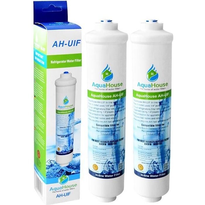 2x AquaHouse AH-UIF Compatible Filtre à eau universel pour réfrigérateur Samsung LG Daewoo Rangemaster Beko Haier etc Réfrigérateur
