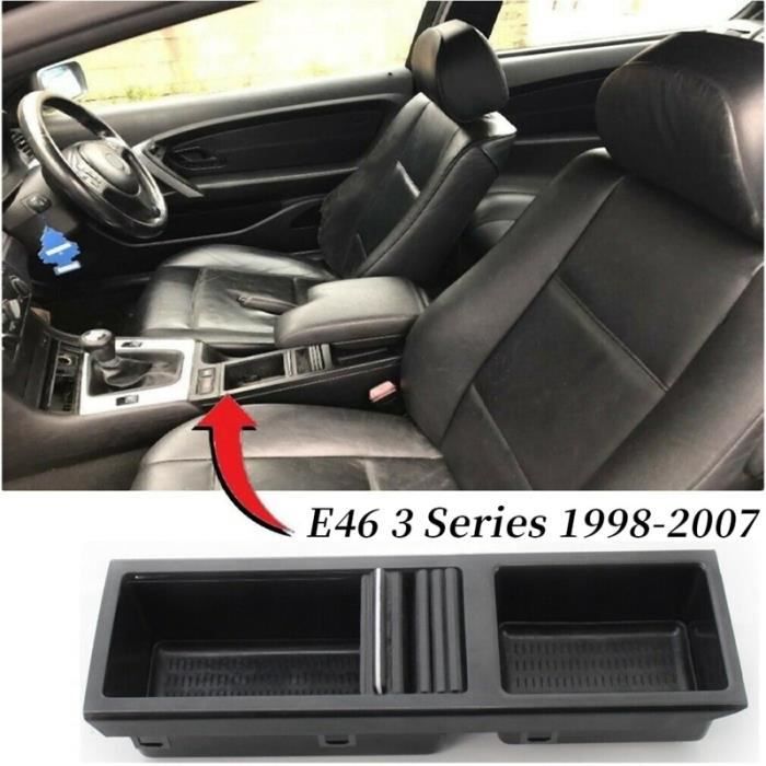 For-BMW E46 3 Série 1998-2007 Console Centrale Avant Rangement Boisson - Support de Verre Noir 51167038323
