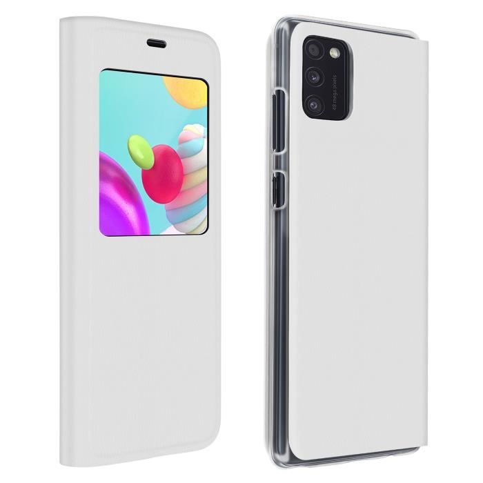 Étui Samsung Galaxy A41 Fenêtre d'Affichage Clapet Folio Ultra-fin blanc Blanc
