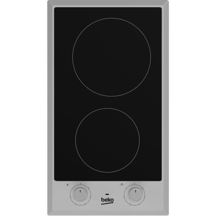 BEKO - HDCC32200X - Table de cuisson Domino 30 CM - 2 Vitrocéramique -  6 Niveaux de puissance - 2900W - Noir